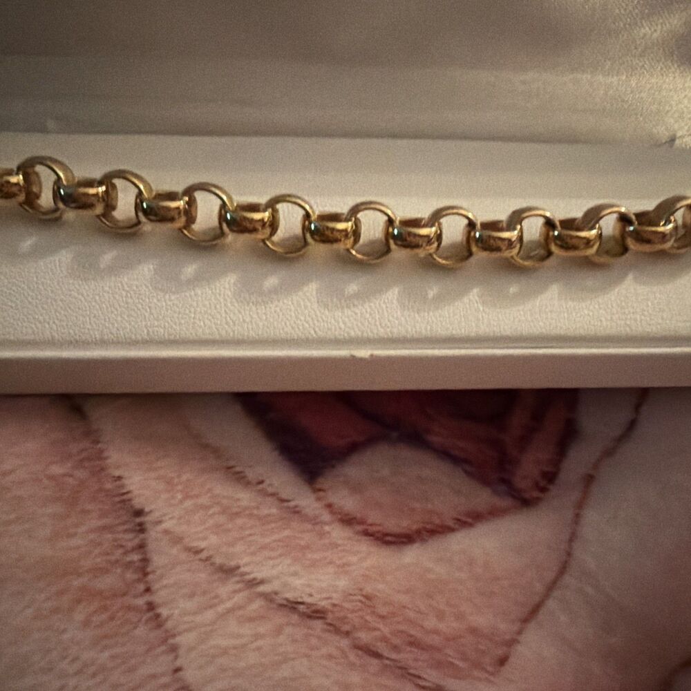 Rolo-Link Bracelet 18k Gold Over Bronze. 7.75” Made In Italy. 2017 Retailed $140 - Picture 5 of 9